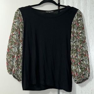 Black shirt w/ floral sleeves